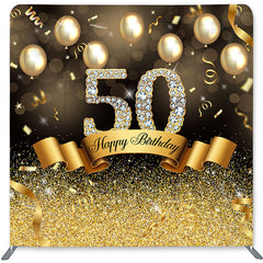 Lofaris Gold Glitter Balloon Double-Sided Backdrop for Birthday