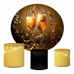 Lofaris Gold Glitter Bokeh Champagne Round Birthday Backdrop Kit