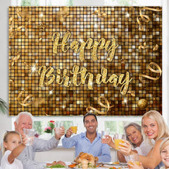 Lofaris Gold Glitter Bokeh Happy Birthday Backdrop For Party