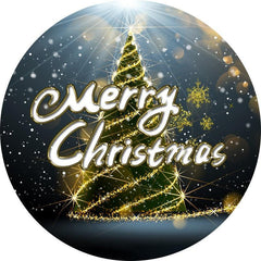 Lofaris Gold Glitter Bokeh Merry Chrismas Tree Round Backdrop