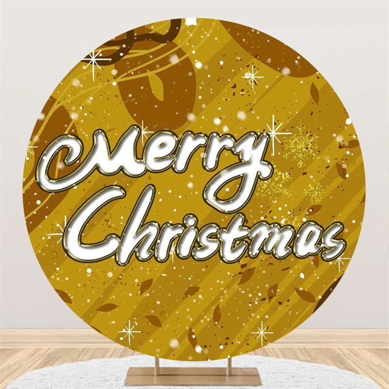 Lofaris Gold Glitter Custom Circle Merry Chrismas Backdrop