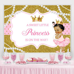 Lofaris Gold Glitter Cute Girl Baby Shower Backdrop For Party