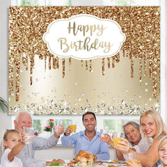 Lofaris Gold Glitter Diamond Backdrop For Birthday Party