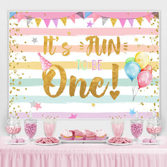 Lofaris Gold Glitter Its Fun To Be One Girls Birthday Backdrop