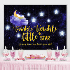 Lofaris Gold Glitter Little Star Blue Baby Shower Backdrop