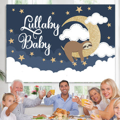 Lofaris Gold Glitter Moon And Sloth Lullaby Baby Shower Backdrop