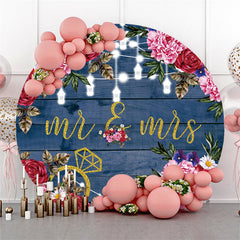 Lofaris Gold Glitter Mr And Miss Navy Blue Wood Wedding Backdrop