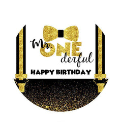 Lofaris Gold Glitter Mr.One Derful Circle Birthday Backdrop