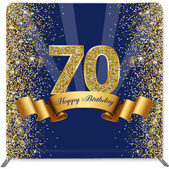 Lofaris Gold Glitter Navy Blue Double-Sided Backdrop for Birthday