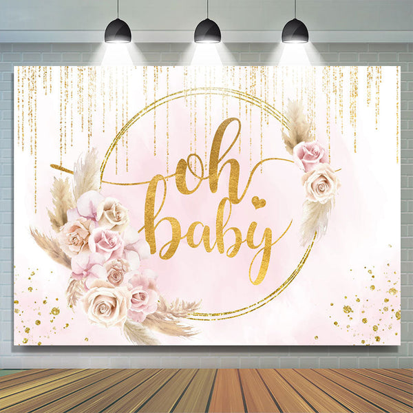 Rustic Wood Baby Shower Backdrop Oh Baby Girls Birthday Party Photo  Background