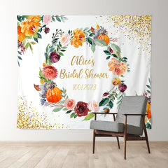 Lofaris Gold Autumn Pumpkin Floral Wreath Wedding Backdrop