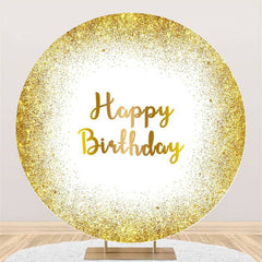 Lofaris Gold Glitter Round Happy Birthday Backdrop For Party