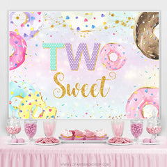 Lofaris Gold Glitter Sweet Donuts Happy 2nd Birthday Backdrop