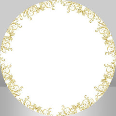 Lofaris Gold Glitter White Newborn Baby Shower Round Backdrop