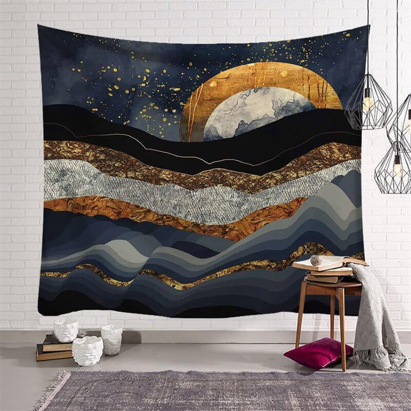 Lofaris Gold Glittter Abstract Texture Family Wall Tapestry