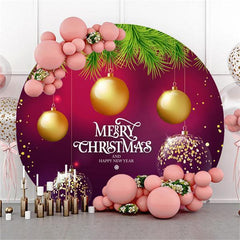 Lofaris Gold Light Glitter Round Chrismas And New Year Backdrop