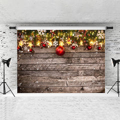 Lofaris Gold Light Star And Red Ball Wood Backdrop For Chrismas