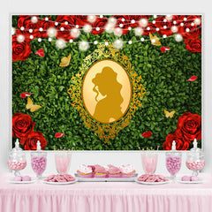 Lofaris Gold Mirror Red Rose Happy Birthday Backdrop For Girl