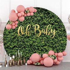 Lofaris Gold Oh Baby Green Grass Circle Shower Backdrop