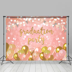 Lofaris Gold Pink Lights Balloons Graduation Party Backdrop