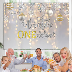 Lofaris Gold Silver Winter One Derland Bauble Birthday Backdrop