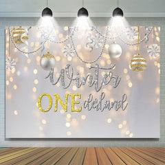 Lofaris Gold Silver Winter One Derland Bauble Birthday Backdrop