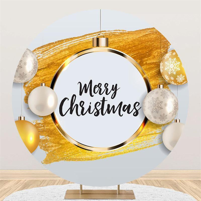 Lofaris Gold Snowflake Light Round Merry Chrismas Backdrop