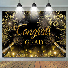 Lofaris Gold Spark Champagne Bokeh Congrats Grad Backdrop