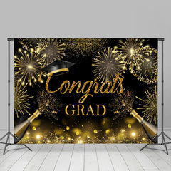 Lofaris Gold Spark Champagne Bokeh Congrats Grad Backdrop