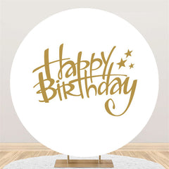 Lofaris Gold Star Round Happy Birthday White Backdrop For Party