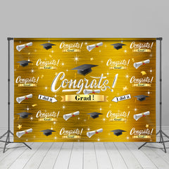 Lofaris Gold Theme Glitter I Did It Congrat Grad Backdrop