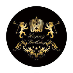 Lofaris Gold Tiger With Black Round Birthday Backdrop For Boy