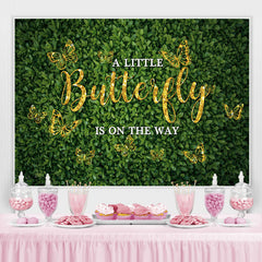 Lofaris Golden And Glitter Green Butterfly Baby Shower Backdrop