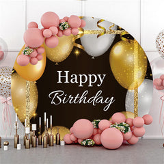 Lofaris Golden Belt Balloons Happy Birthday Circle Backdrop