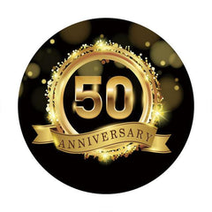 Lofaris Golden Bokeh 50 Anniversary Party Custom Round Backdrop