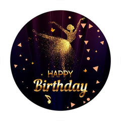 Lofaris Golden Glitter Dancer Round Birthday Backdrop For Girl