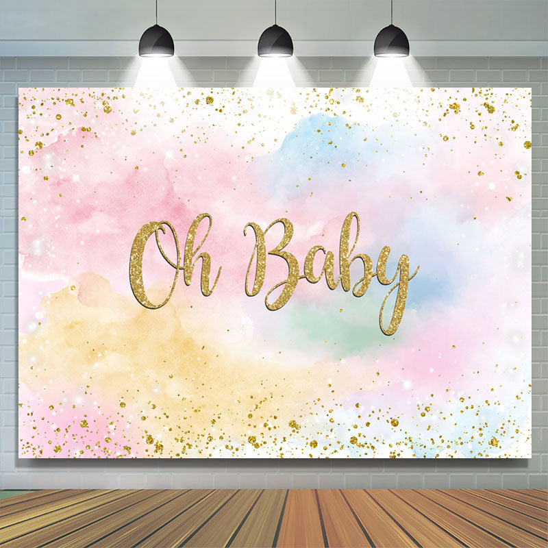 Lofaris Golden Glitter Sky Cloud Baby Shower Backdrop