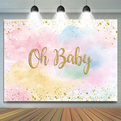 Lofaris Golden Glitter Sky Cloud Baby Shower Backdrop