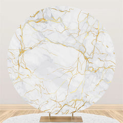 Lofaris Golden Marble Theme Happy Birthday Circle Backdrop