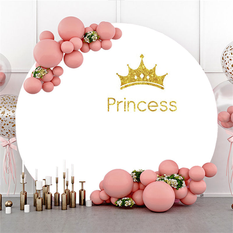 Lofaris Golden Princess Crown Happy Birthday Circle Backdrop