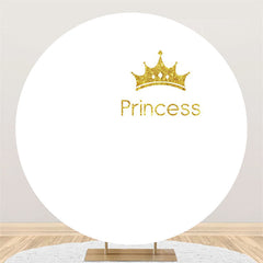 Lofaris Golden Princess Crown Happy Birthday Circle Backdrop