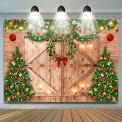 Lofaris Golden Stars and Shiny Light Christmas Wooden Backdrop