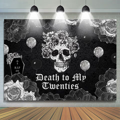 Lofaris Gothic Skull Tombstone Black 30th Birthday Backdrop