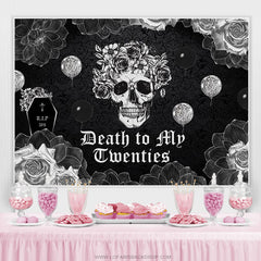 Lofaris Gothic Skull Tombstone Black 30th Birthday Backdrop