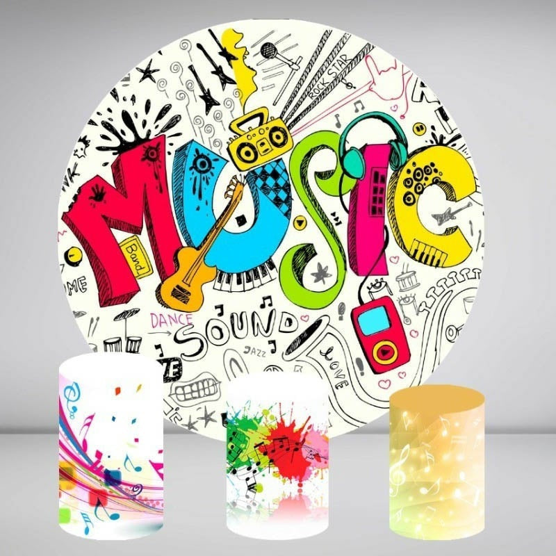 Lofaris Graffiti Abstract Music Round Birthday Party Backdrop Kit