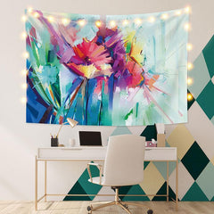 Lofaris Graffiti Floral Painting Style Abstract Custom Tapestry