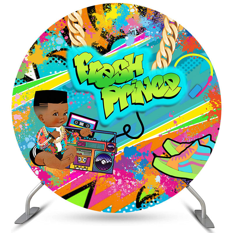 Lofaris Graffiti Fresh Prince Round Baby Shower Backdrop