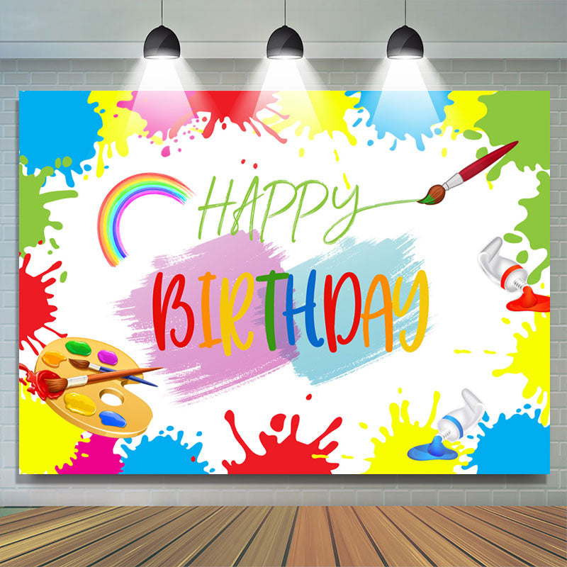 Lofaris Graffiti Oil Painting Cartoon Happy Birthday Backdrop