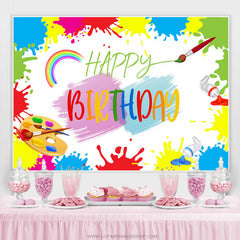 Lofaris Graffiti Oil Painting Cartoon Happy Birthday Backdrop