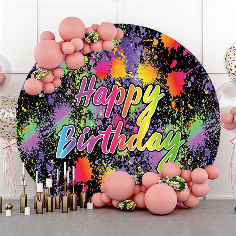 Lofaris Graffiti Theme Round Happy Birthday Backdrop For Party